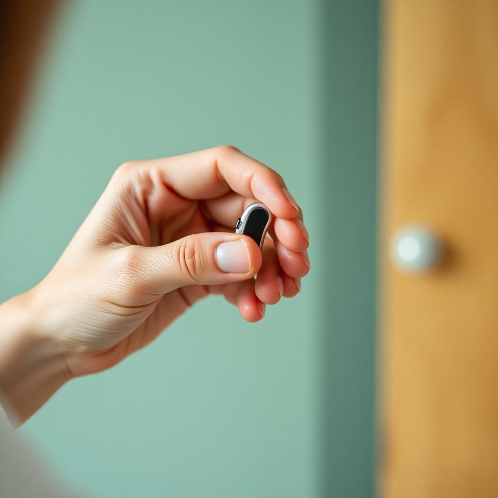 Close-up of a modern receiver-in-canal hearing aid